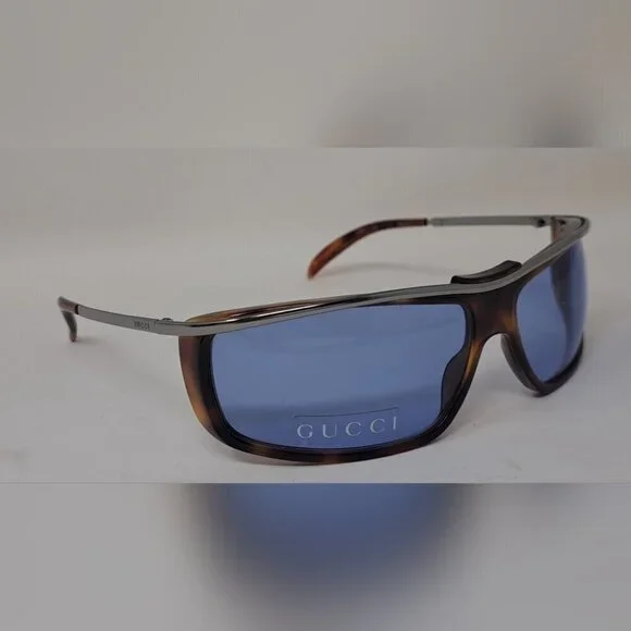 NWT Gucci Women's Sunglasses Vintage Y2K Wrap Havana Blue GG1420/S 65-13-115 - Picture 8 of 15